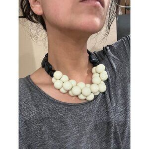 Large bead necklace  big plastic white  necklace statement chunky necklace clear
